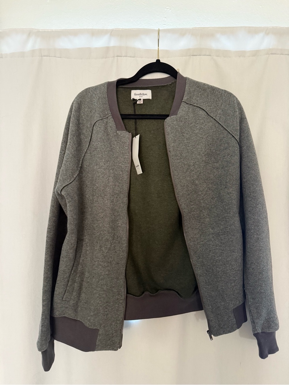 Goodfellow & Co Gray Bomber Jacket with Olive Interior